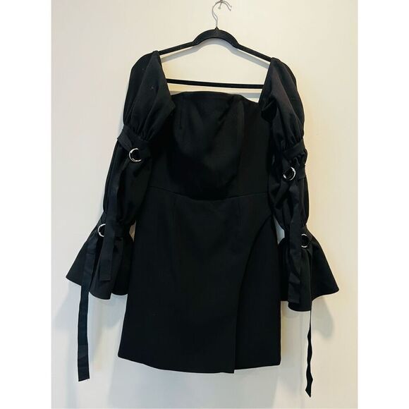 Israella Kobla Women's Black Off-the-Shoulder Mini Dress Size 6 NWOT D066 - Picture 5 of 9